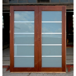 Drzwi dwuskrzydłowe Colorado K6ds szyby mleczna V.S.G kolor 22-40 z czterema szprosami aluminiowymi w skrzydle drzwi